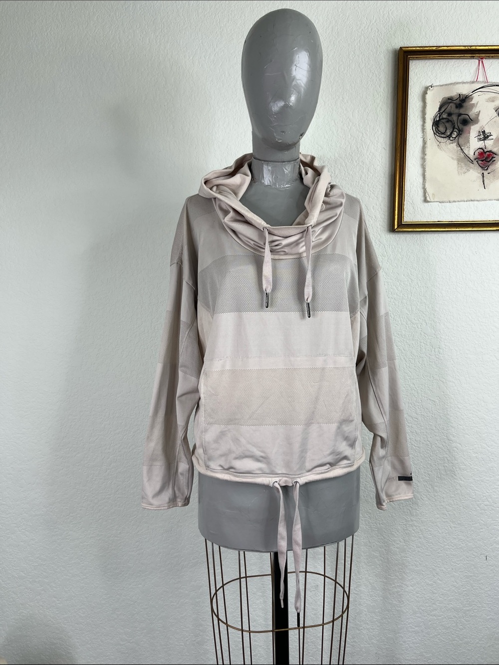 Adidas By Stella Mccartney Hoodie Cowl Neck Mesh Drawstring Cape Collaboration View 3